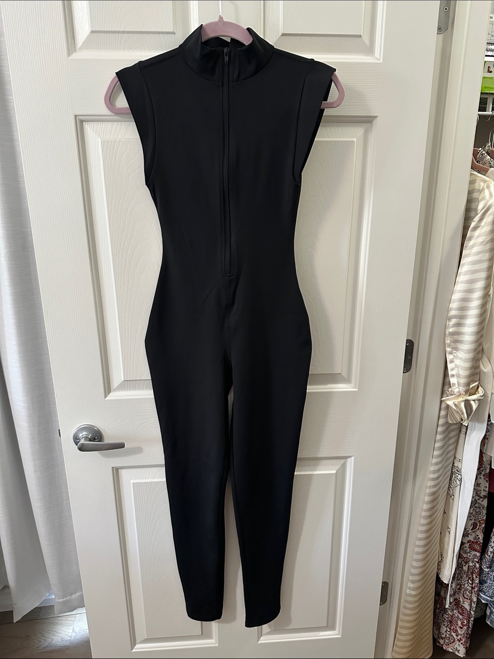 Fashion Nova Sleeveless Black Zip-Front Jumpsuit XS